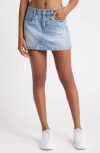 Ptcl Winged Out Denim Miniskirt In Light Indigo