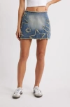 Ptcl X Playboy Frayed Appliqué Raw Hem Denim Miniskirt