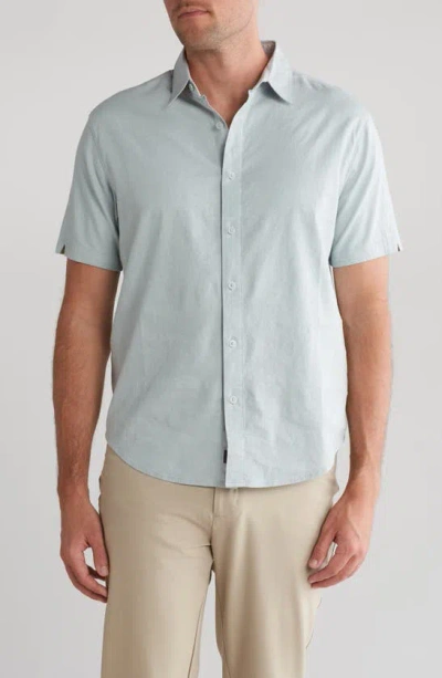 Pto Island Short Sleeve Linen Blend Shirt In Blue