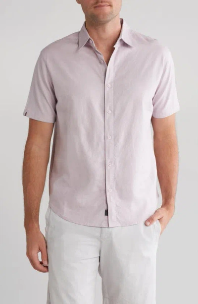 Pto Island Short Sleeve Linen Blend Shirt In Rose Dust