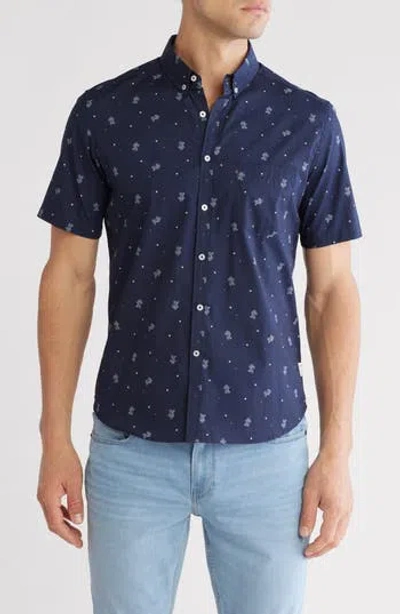 Public Art Short Sleeve Button-down Shirt In Navy