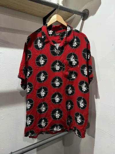 Pre-owned Public Enemy X Supreme Undercover X Public Enemy Button Up Size L In Red