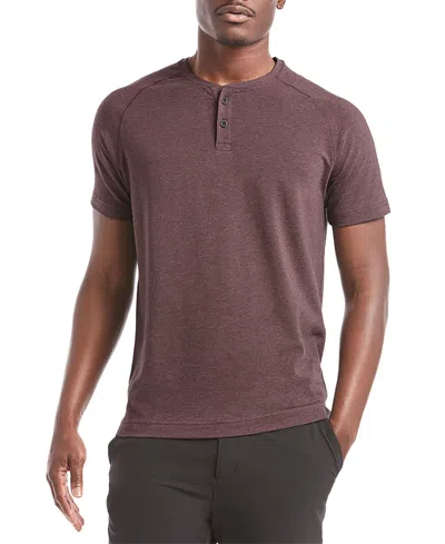 Public Rec Go-to Short Sleeve Performance Henley In Heather Burgundy
