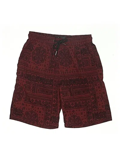 Pre-owned Public Record Kids' Board Shorts In Burgundy