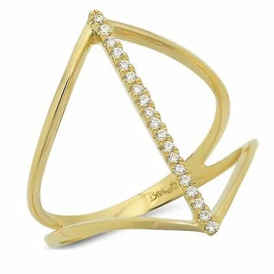 Pre-owned Pucci 0.1 Ct Round Cut Lab Created Diamond Stone 14k Yellow Gold Statement Ring In G-h