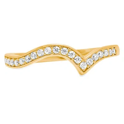Pre-owned Pucci 0.21ct Round Simulated Diamond Engagement Curved Chevron V Band 14k Yellow Gold In White/colorless