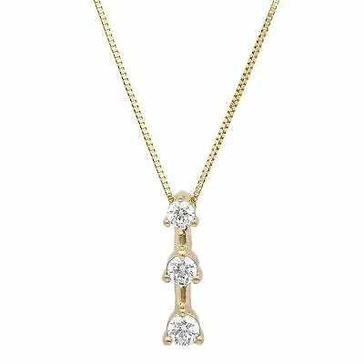 Pre-owned Pucci 0.22ct Round Cut Lab Created Diamond 14k Yellow Gold Pendant + 16" Chain In G-h