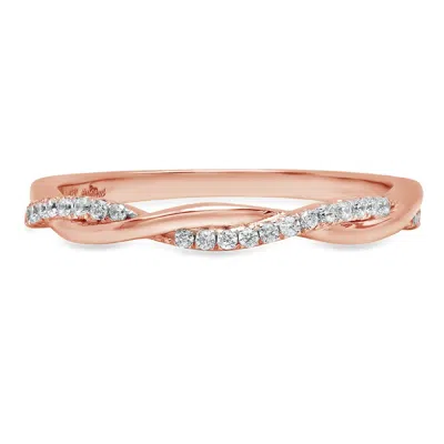 Pre-owned Pucci 0.22ct Round Simulated Diamond Stackable Wedding Anniversary Band 14k Rose Gold In White/colorless