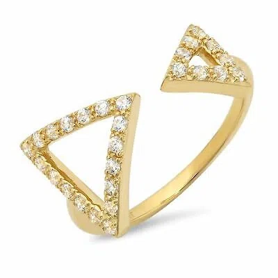 Pre-owned Pucci 0.28 Ct Round Cut Lab Created Diamond Stone 14k Yellow Gold Statement Ring In G-h