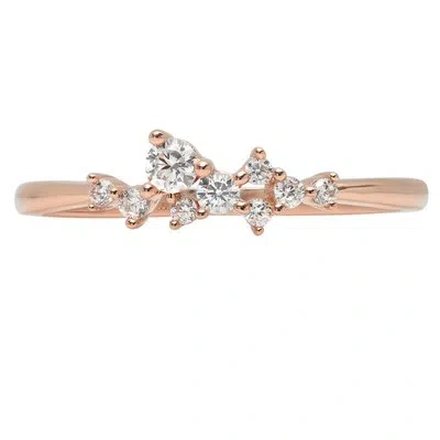 Pre-owned Pucci 0.28ct Round Vvs1 Simulated Diamond Cluster Pyramid Promise Band 14k Rose Gold In White/colorless