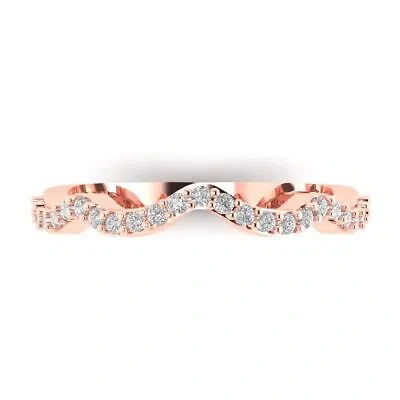 Pre-owned Pucci 0.30 Ct Round Curved Wedding Promise Bridal Band 14k Rose Gold Simulated Diamond In White/colorless
