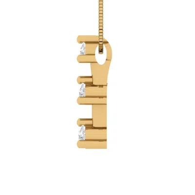 Pre-owned Pucci 0.35 Ct Round Cut 3-stone 14k Yellow Gold Simulated Diamond Pendant + 16" Chain