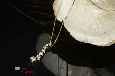 Pre-owned Pucci 0.35ct Round Cut Designer 14k Yellow Gold Simulated Diamond Pendant +16" Chain