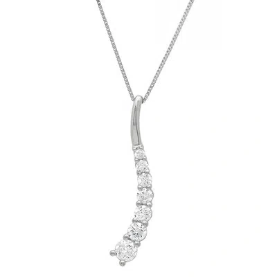 Pre-owned Pucci 0.3ct Round Cut Simulated Solitaire 7-stone Pendant 14k White Gold + 16" Chain In D