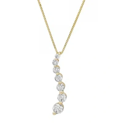 Pre-owned Pucci 0.3ct Round Simulated Diamond Solitaire 7-stone Pendant 14k Yellow Gold 16 Chain