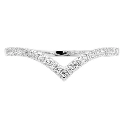 Pre-owned Pucci 0.43ct Round Simulated Diamond Chevron V Shape Anniversary Band 14k White Gold In White/colorless