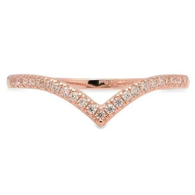 Pre-owned Pucci 0.43ct Round Simulated Diamond Chevron V Shape Anniversary Band 14k Rose Gold In White/colorless