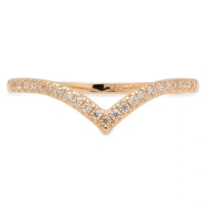 Pre-owned Pucci 0.43ct Round Simulated Diamond Promise Chevron V Stacking Band 14k Yellow Gold