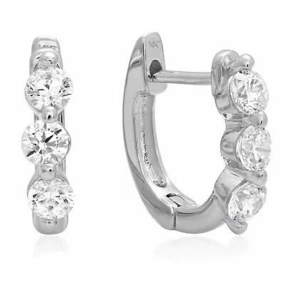 Pre-owned Pucci 0.48ct Round Cut Hoop Lab Created Diamond Solid 18k White Gold Earrings In G-h