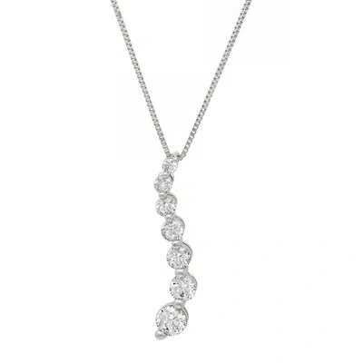 Pre-owned Pucci 0.4ct Round Cut Simulated Solitaire 7-stone Pendant 14k White Gold + 16" Chain In D