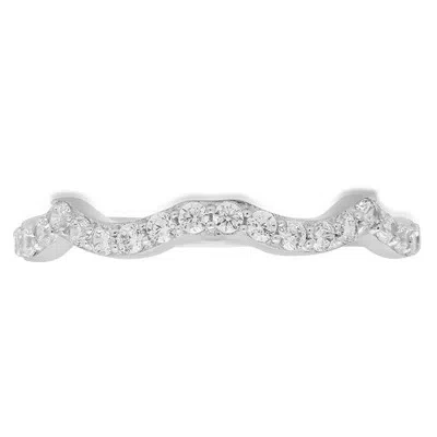 Pre-owned Pucci 0.4ct Round Simulated Diamond Curved Engagement Stacking Band 14k White Gold In White/colorless