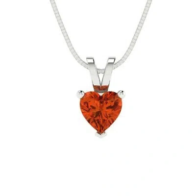 Pre-owned Pucci 0.5 Ct Heart Cut Cz Red Pendant Necklace 18" Chain Box Real 14k White Gold