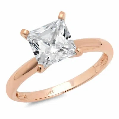 Pre-owned Pucci 0.5 Ct Princess Cut Lab Created Diamond Stone 18k Rose Gold Solitaire Ring In G-h