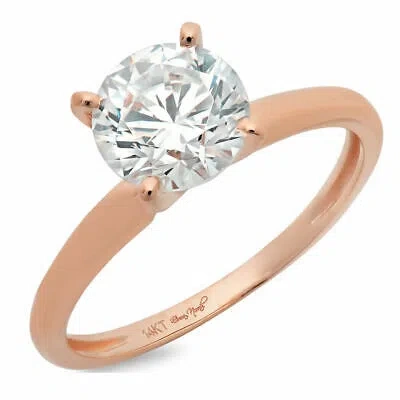 Pre-owned Pucci 0.5 Ct Round Cut Lab Created Diamond Stone 14k Rose Gold Solitaire Ring In G-h