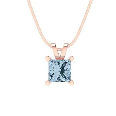 Pre-owned Pucci 0.50 Ct Princess Cut Lab Created Gem Pendant 16" Chain 14k Rose Pink Gold