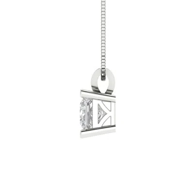Pre-owned Pucci 0.50 Ct Princess Cut Real Synthetic Moissanite Pendant 18" Chain 14k White Gold In D
