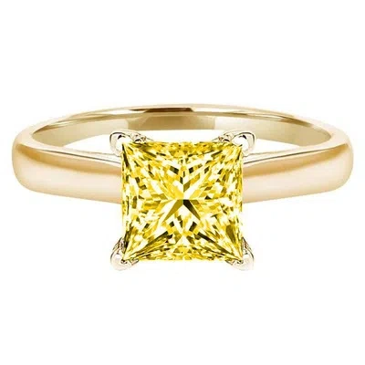 Pre-owned Pucci 0.50ct Princess Cut Vvs1 Simulated Yellow Diamond Promise Ring 14k Yellow Gold