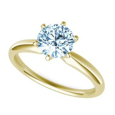 Pre-owned Pucci 0.50 Ct Round Cut Natural Aquamarine Wedding Bridal Promise Ring 14k Yellow Gold In D