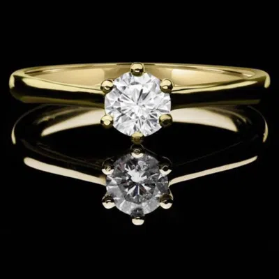 Pre-owned Pucci 0.50 Ct Brilliant Round Cut Solitaire Engagement Ring Real Solid 14k Yellow Gold In White/colorless