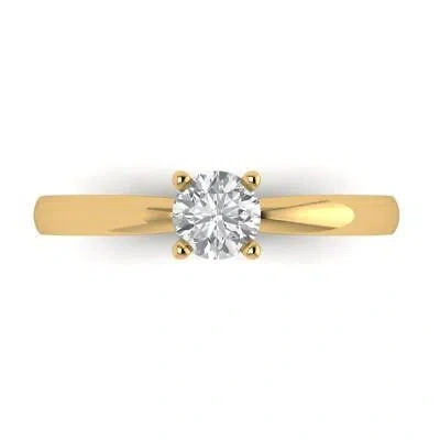 Pre-owned Pucci 0.50 Ct Round Designer Statement Bridal Classic Ring 14k Yellow Gold Moissanite