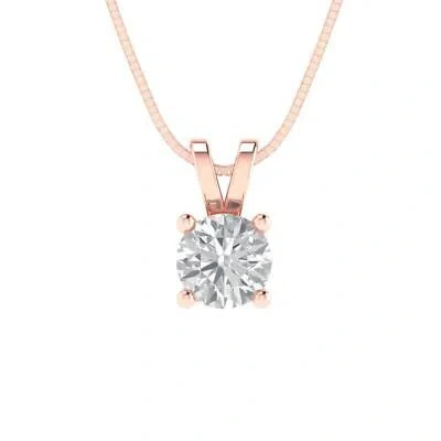 Pre-owned Pucci 0.50ct Round Cut Pendant Necklace 16" Chain 14k Rose Pink Gold Simulated Diamond