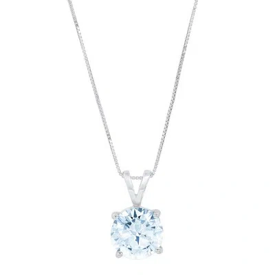 Pre-owned Pucci 0.50ct Round Cut Sky Blue Topaz Pendant Necklace 18 Box Chain 14k White Gold In D