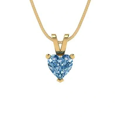 Pre-owned Pucci 0.5ct Heart Cut Swiss Topaz Pendant Necklace 18" Chain Box Solid 14k Yellow Gold