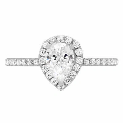 Pre-owned Pucci 0.8 Ct Pear Cut Lab Created Diamond Stone Solid 14k White Gold Halo Ring In G-h