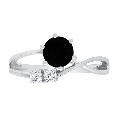 Pre-owned Pucci 0.85 Ct Round 3 Stone Natural Onyx Promise Wedding Ring Solid 14k White Gold In D