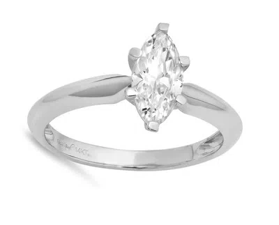 Pre-owned Pucci 0.8ct Marquise Simulated Diamond Engagement Anniversary Ring 14k White Gold