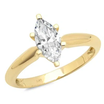 Pre-owned Pucci 0.8ct Marquise Simulated Diamond Engagement Anniversary Ring 14k Yellow Gold