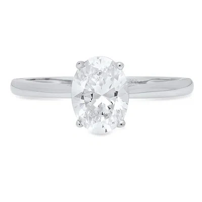 Pre-owned Pucci 0.8ct Oval Cut Simulated Diamond Engagement Solitaire Ring Band 14k White Gold