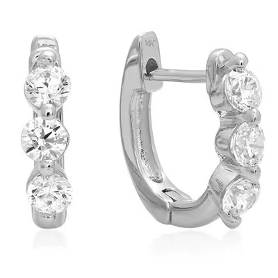 Pre-owned Pucci .8ct Round Simulated Diamond 3 Stone Past Present Future Earrings 14k White Gold