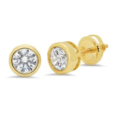 Pre-owned Pucci 0.8ct Stud Solitaire Earrings Gift Round Cut Solid 14k Yellow Gold Screw Back In D