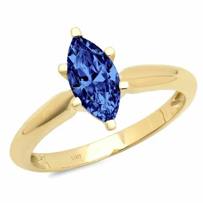 Pre-owned Pucci 1 Ct Marquise Cut Tanzanite Stone Wedding Bridal Promise Ring 14k Yellow Gold In D