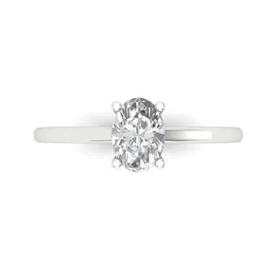 Pre-owned Pucci 1 Ct Oval Designer Statement Bridal Classic Ring 14k White Gold Real Moissanite