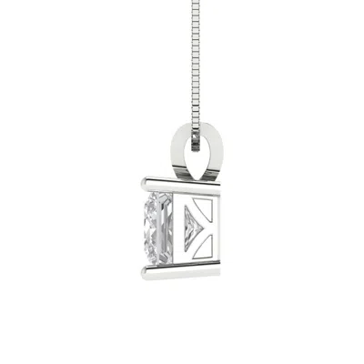 Pre-owned Pucci 1 Ct Princess Cut Classic Pendant 16 Gift Chain 14k White Gold Real Moissanite In D