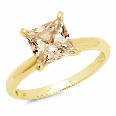 Pre-owned Pucci 1 Ct Princess Cut Yellow Synthetic Moissanite Promise Ring 14k Yellow Solid Gold