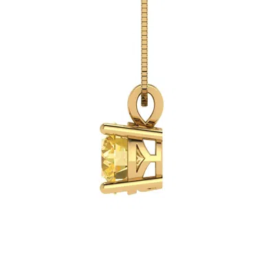 Pre-owned Pucci 1 Ct Round Cut Real Citrine Pendant Necklace 18 Box Chain Box 14k Yellow Gold