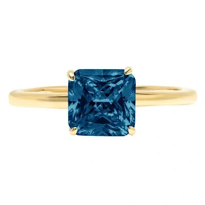 Pre-owned Pucci 1.0 Ct Asscher Cut London Blue Topaz Wedding Bridal Promise Ring 14k Yellow Gold In D